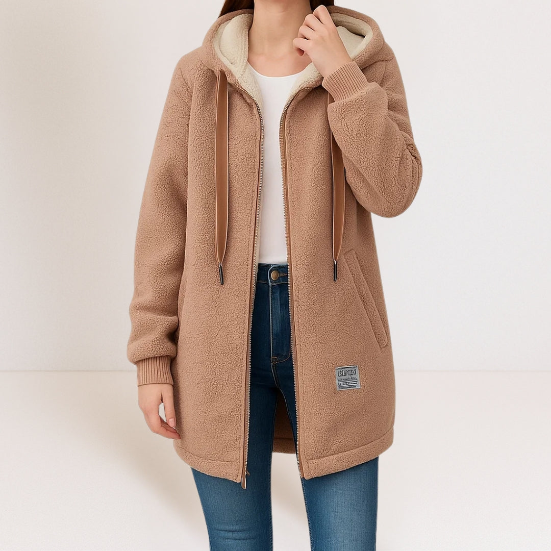 Fleece Damenjacke mit Kapuze | Warme, Lässige Freizeitjacke