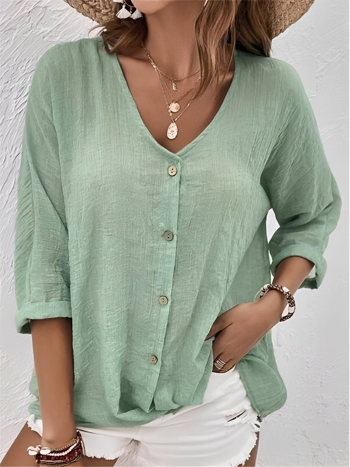 Damen Shirt mit V-Ausschnitt – Komfortables Freizeitoberteil für Alltag, Büro und vielseitige Outfits