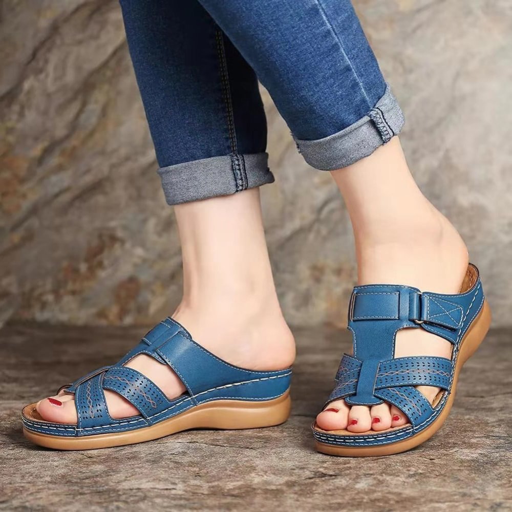 Sofibra | Damen Sommer-Sandalen mit Klettverschluss, Offener Zehenpartie & Robuster Plateausohle – Bequemer Freizeitstil