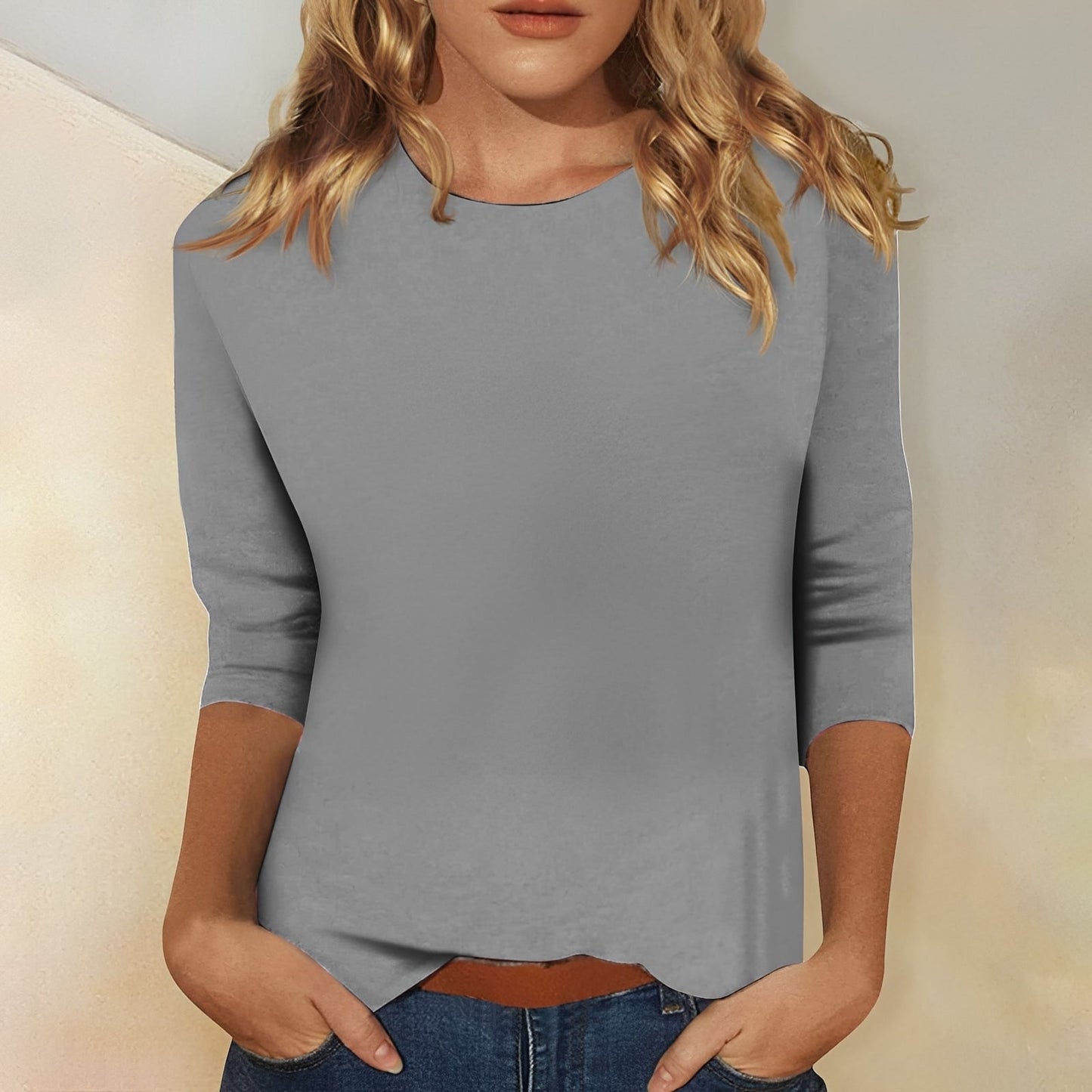Damen Shirt mit 3/4-Ärmeln – Komfortables Freizeitoberteil für Alltag und entspannte Outfits