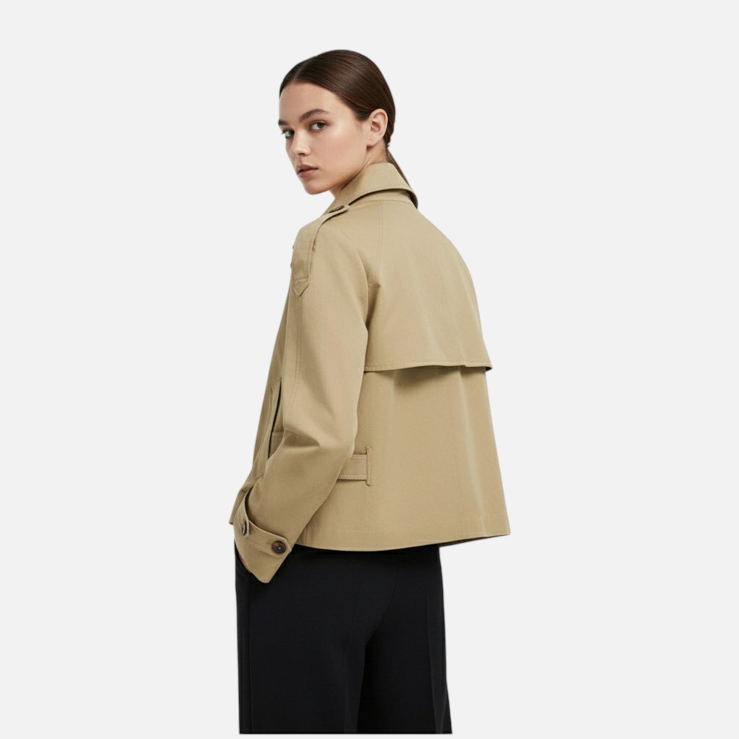 Elegante Damen Kurzjacke mit Stehkragen & Bindegürtel – Stilvoll & Feminin für Alltag & Büro