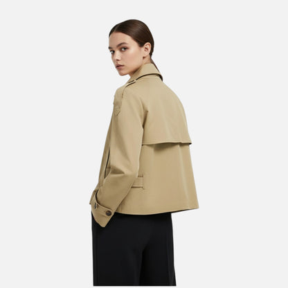 Elegante Damen Kurzjacke mit Stehkragen & Bindegürtel – Stilvoll & Feminin für Alltag & Büro