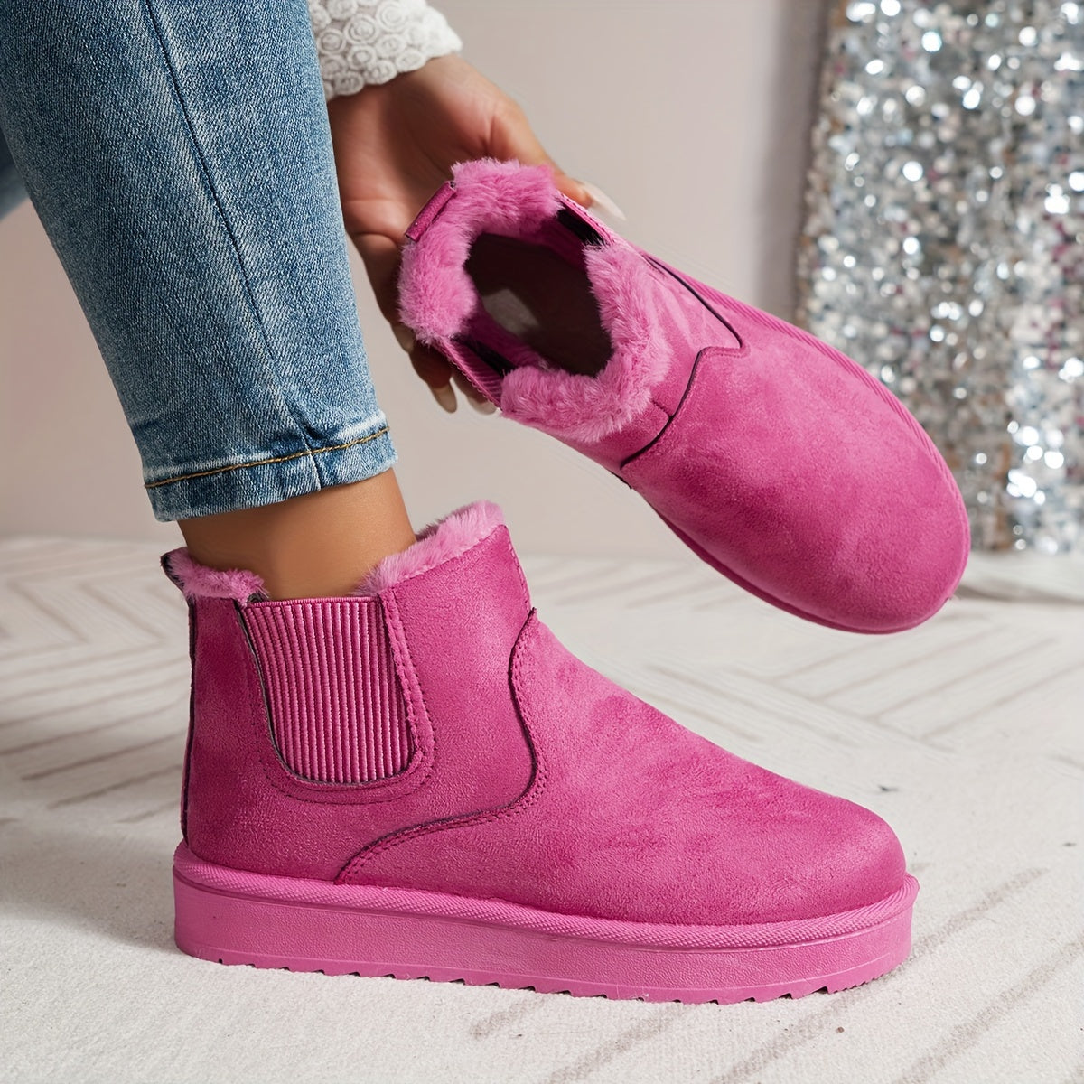 Cedoria | Damen Winterstiefel Slip-On mit Elastischen Seitenteilen & Warmem Innenfutter