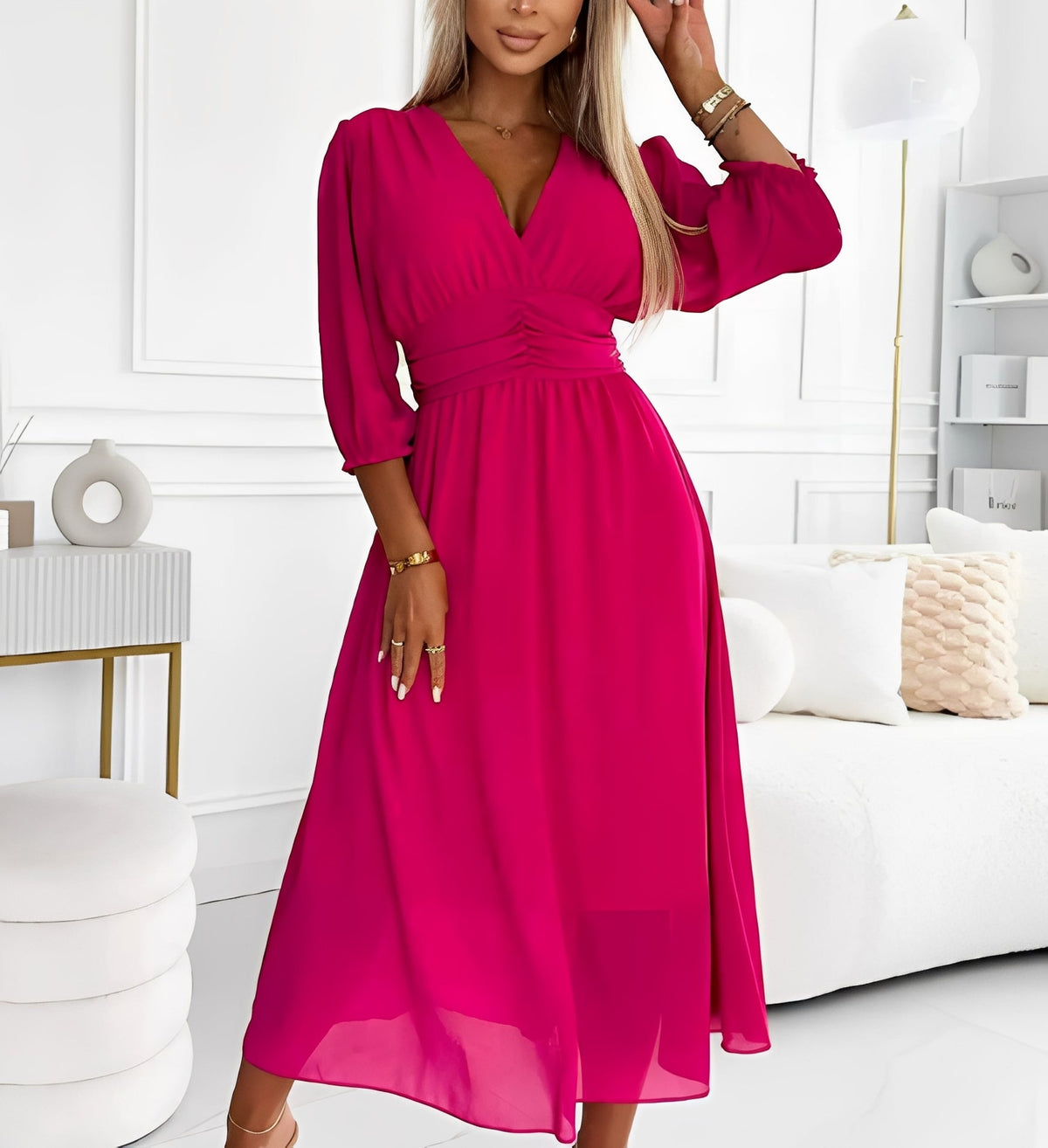 Damen Kleid – Elegantes Kleid mit Ellbogenärmeln für stilvolle Looks