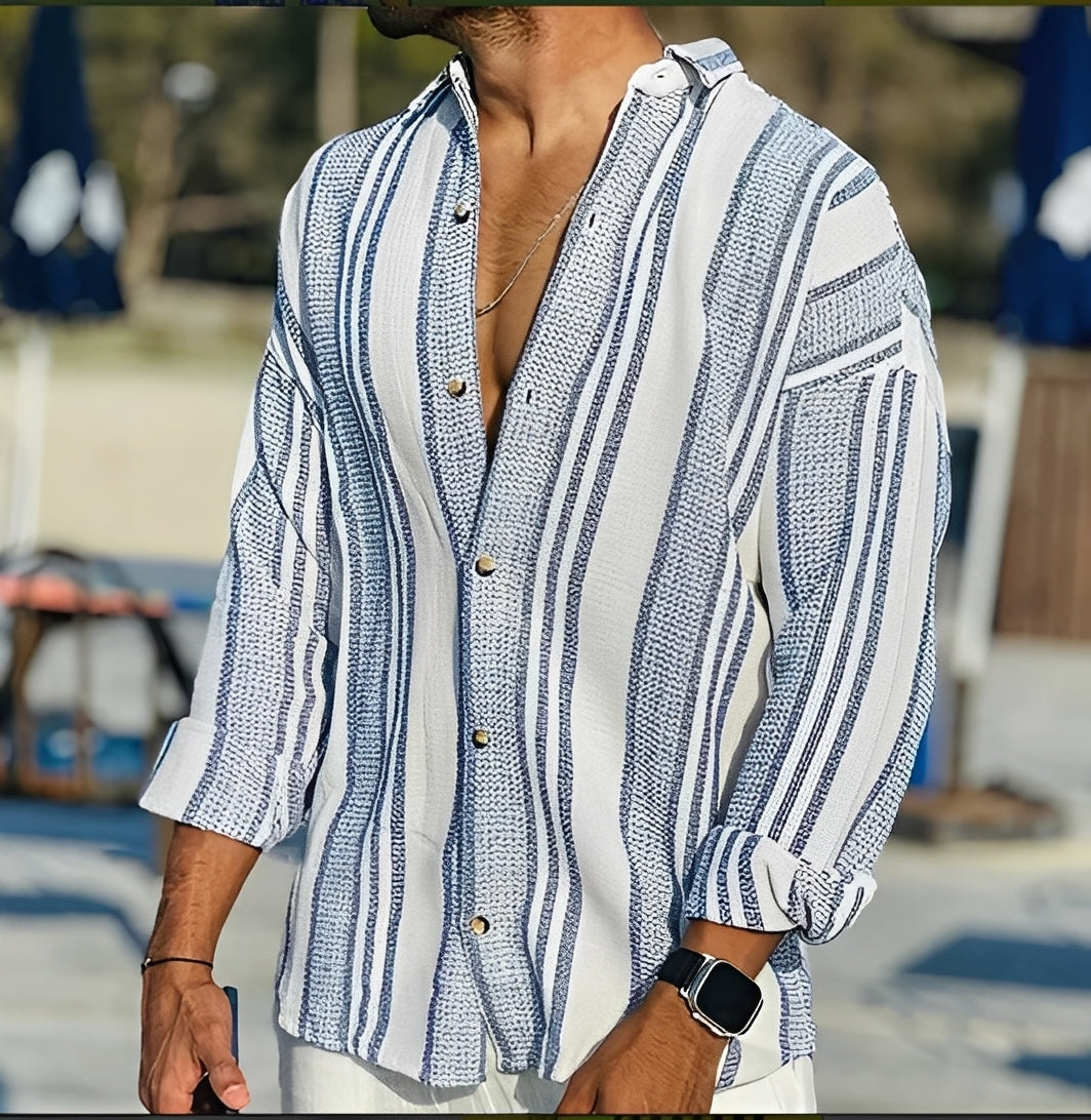 Herren gestreiftes Hemd – Lockeres Freizeithemd für Alltag, Büro und vielseitige Looks