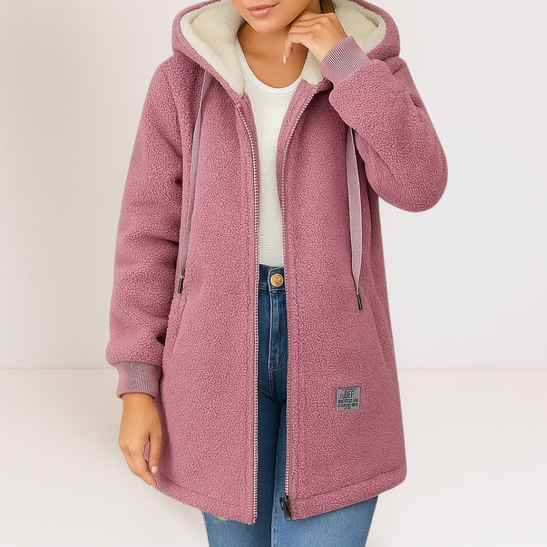 Fleece Damenjacke mit Kapuze | Warme, Lässige Freizeitjacke