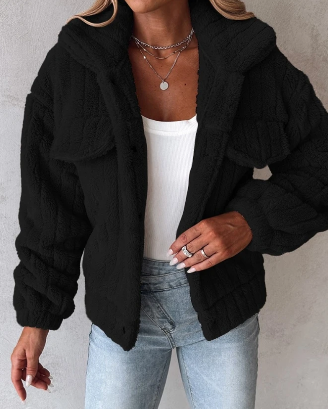 Gadrisse | Kurzjacke Damen Teddy-Stil | Kuschelig, Reverskragen & Stilvoll für Alltag und Freizeit