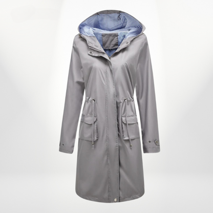 Edeline | Langer Damen-Trenchcoat mit Kapuze & Taillenzug