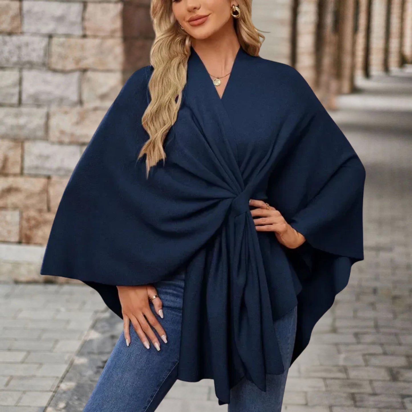 Elegantes Wickel-Poncho-Top Damen | Stilvolle Leichtigkeit & femininer Chic