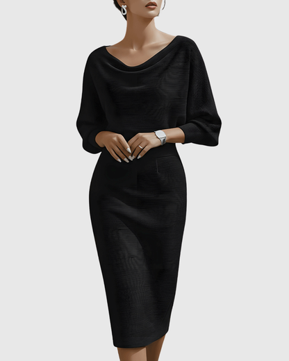 Damen Midikleid – Elegantes Kleid mit Drapierung und fließender Passform