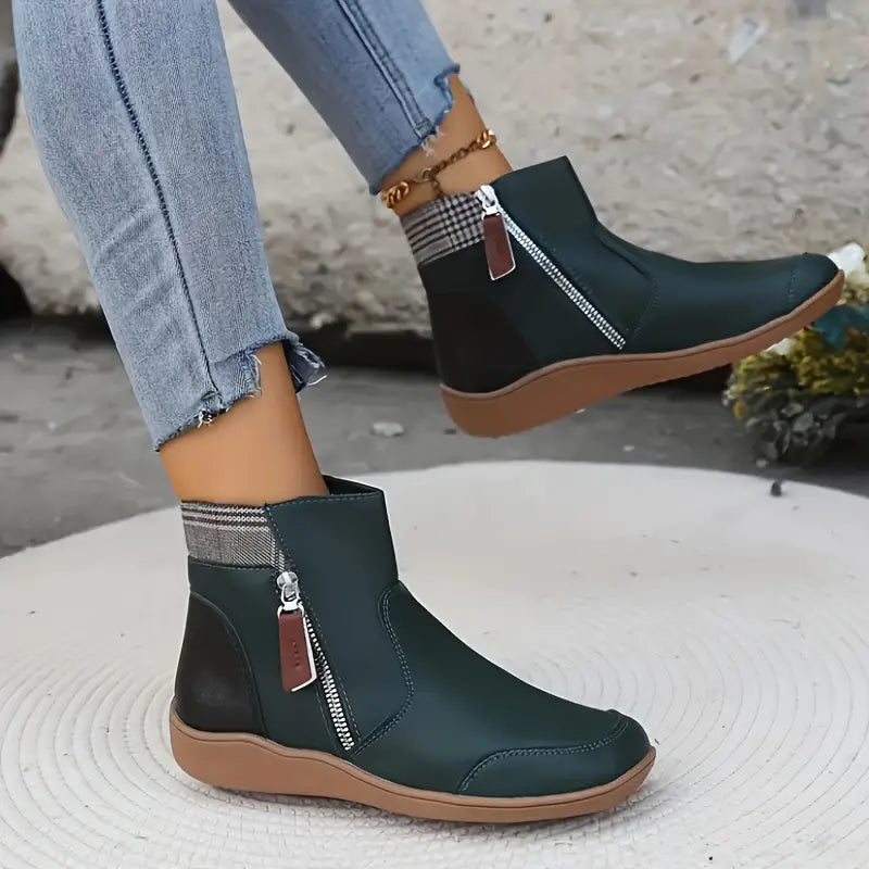 Damen Stiefeletten mit Futter & Reißverschluss | Warm, Lässig & Wintertauglich