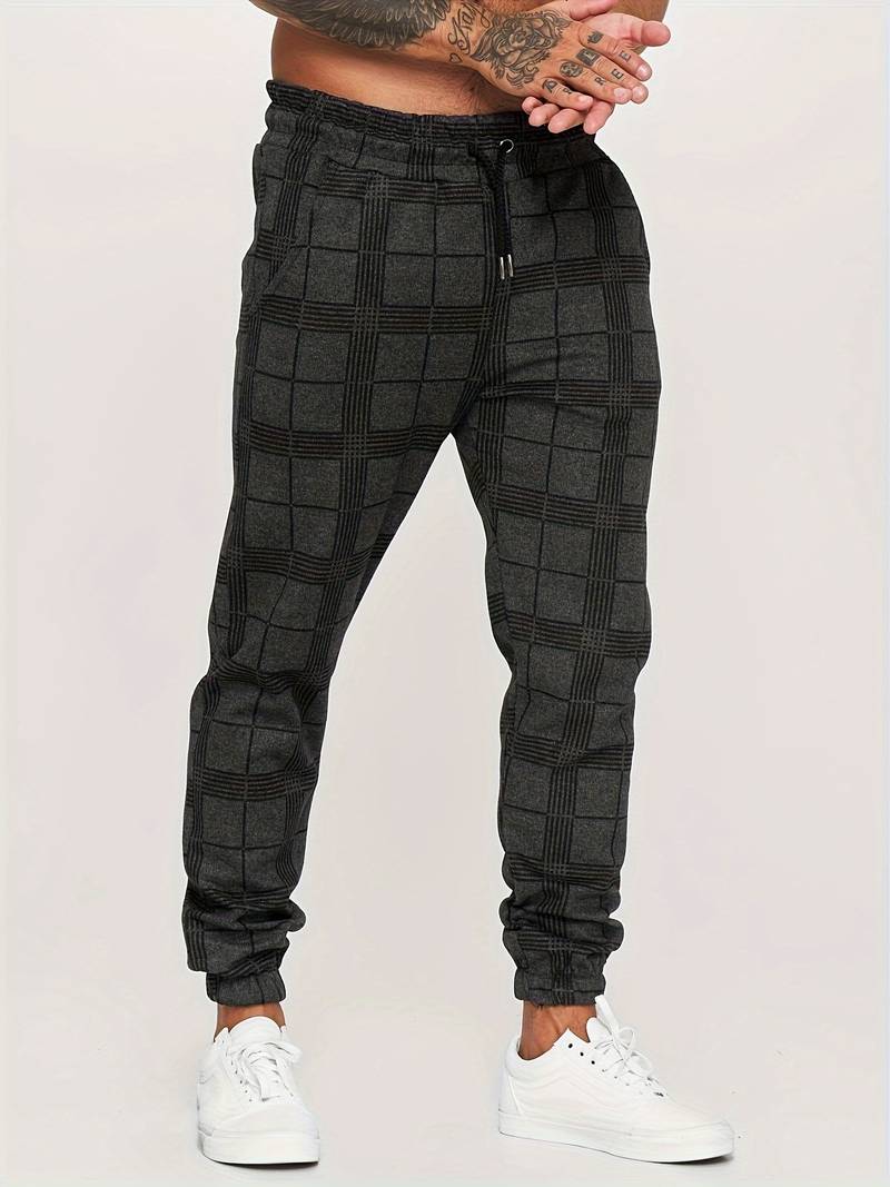 Henry | Herren Jogginghose mit Karomuster | Bequeme Freizeithose mit Kordelzug