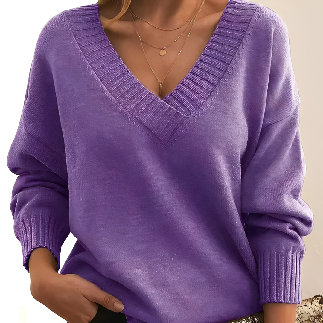 Damen V-Ausschnitt-Pullover – Bequem, Warm & Stilvoll Kombinierbar