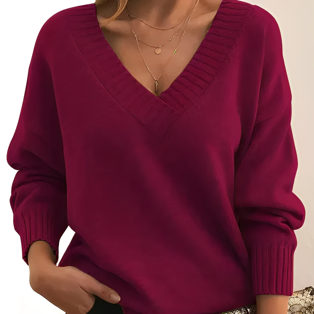 Damen V-Ausschnitt-Pullover – Bequem, Warm & Stilvoll Kombinierbar
