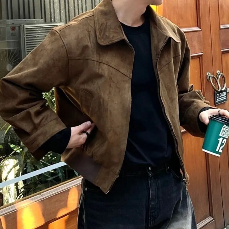 Jonathan | Herren Jacke im Vintage-Look – Suede-Optik mit Reverskragen & Reißverschluss für stilbewusste Männer