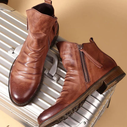 Elegante Herren Lederstiefeletten mit Reißverschluss – Stilvoll, Komfortabel & Alltagsstark