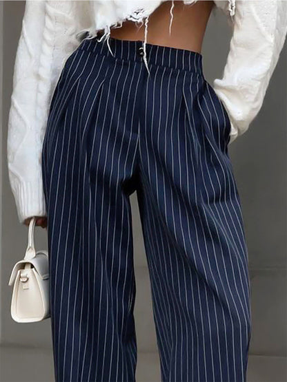 Gestreifte Damen Faltenhose – Elegant, Figurfreundlich & Vielseitig