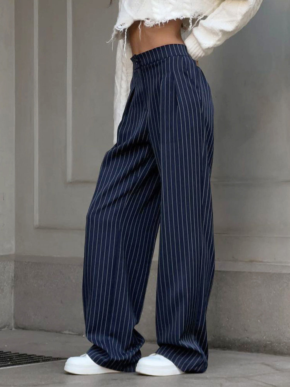 Anemaria | Damen Leinenhose mit hohem Bund – Gestreifte, weite Sommerhose für luftigen Komfort