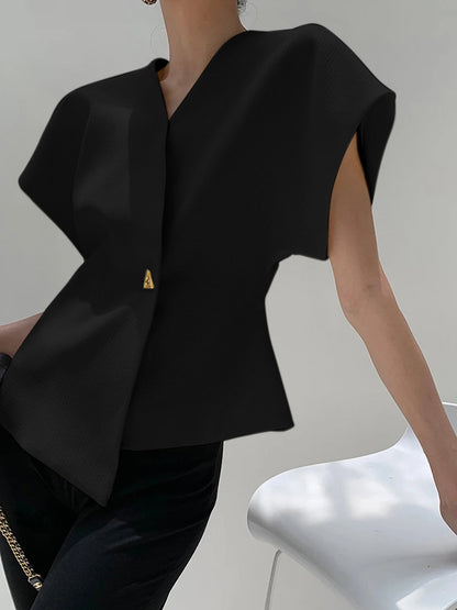 Damenbluse mit Knopfleiste und V-Ausschnitt – Elegant, Leicht & Vielseitig