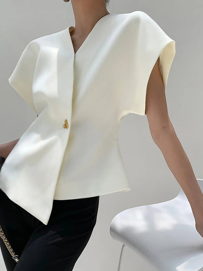 Damenbluse mit Knopfleiste und V-Ausschnitt – Elegant, Leicht & Vielseitig