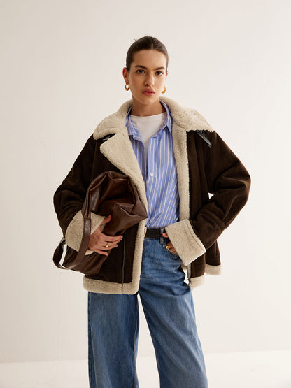 Wilona | Damen Vintage Jacke Braun mit Fleecefutter, Lockerer Schnitt & Warmer Komfort