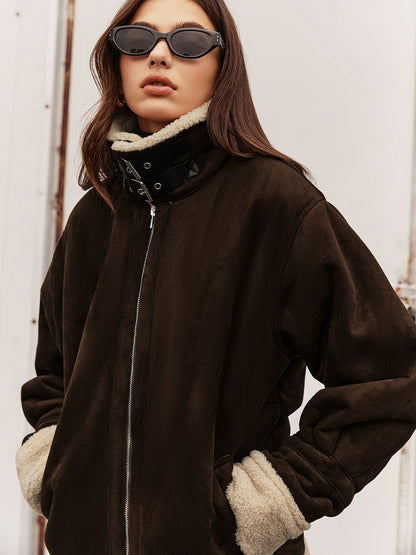 Wilona | Damen Vintage Jacke Braun mit Fleecefutter, Lockerer Schnitt & Warmer Komfort