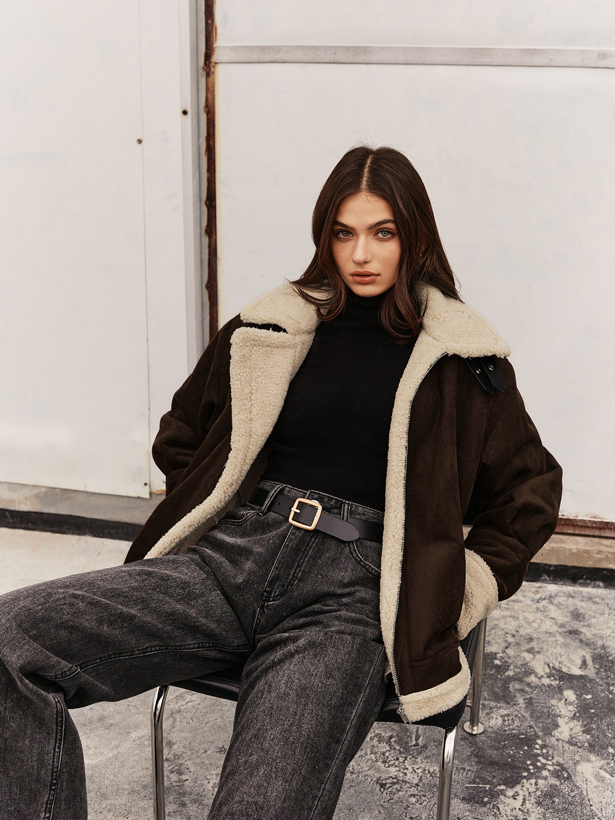 Wilona | Damen Vintage Jacke Braun mit Fleecefutter, Lockerer Schnitt & Warmer Komfort