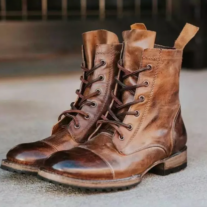 Vintage Winterstiefel | Klassische Herren Stiefel aus PU-Leder | Warm, Stylisch & Bequem