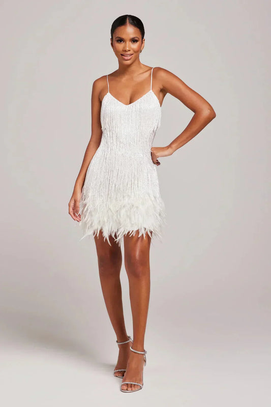 Damen Minikleid – Fransenkleid mit Bustier-Ausschnitt für elegante Events
