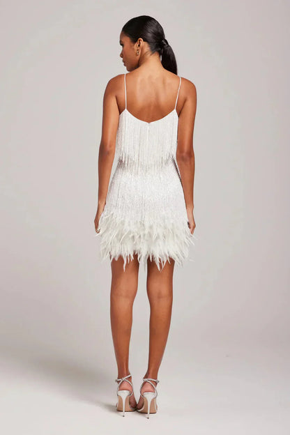 Damen Minikleid – Fransenkleid mit Bustier-Ausschnitt für elegante Events