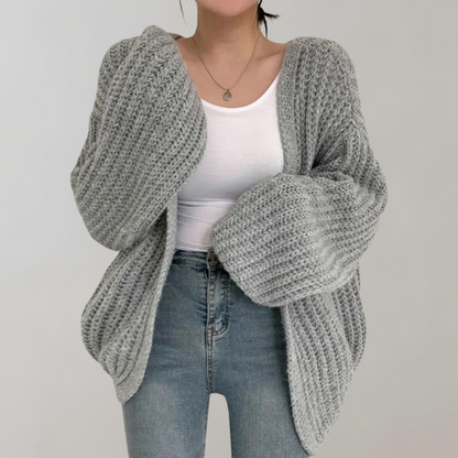 Übergroße Damen-Strickjacke Langarm | Lässiger Stil mit Wohlfühlfaktor