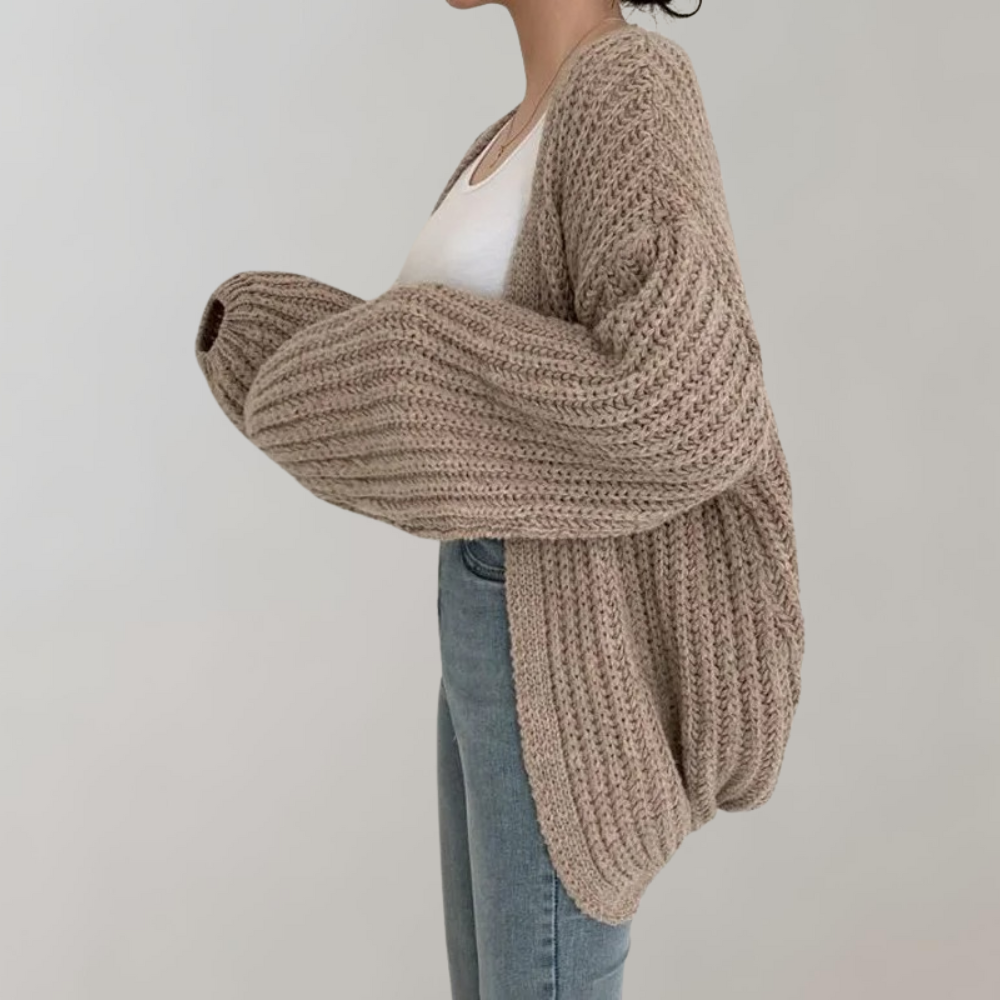 Amalina | Damen Strickcardigan aus weichem Grobstrick – Einfarbig, locker & gemütlich für Herbst und Winter