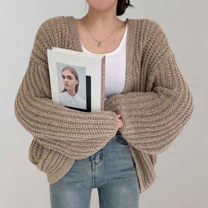Übergroße Damen-Strickjacke Langarm | Lässiger Stil mit Wohlfühlfaktor