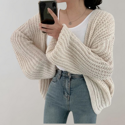 Übergroße Damen-Strickjacke Langarm | Lässiger Stil mit Wohlfühlfaktor