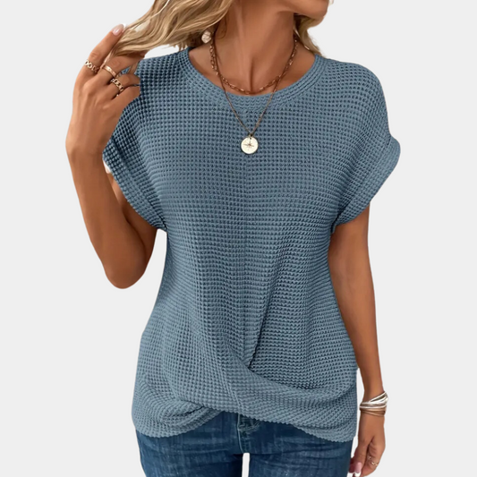 Enna | Rundhals-Shirt mit Textur & Twist-Hemd | Stylishes Damen-T-Shirt
