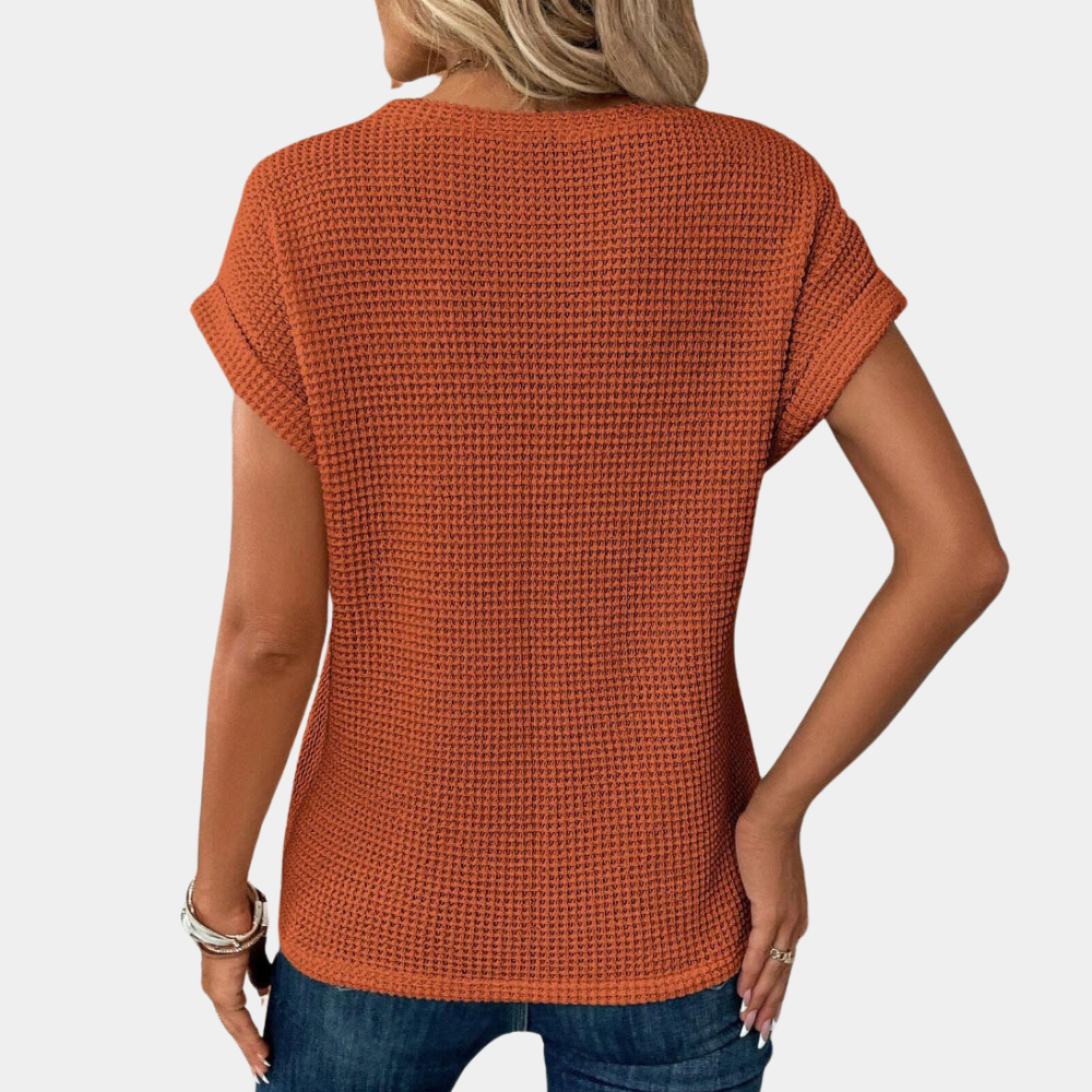 Enna | Rundhals-Shirt mit Textur & Twist-Hemd | Stylishes Damen-T-Shirt