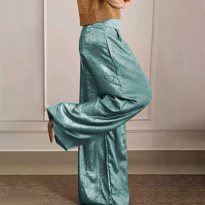 Aisleigh | Damen Elegante Weite Hose in Einfarbigem Design