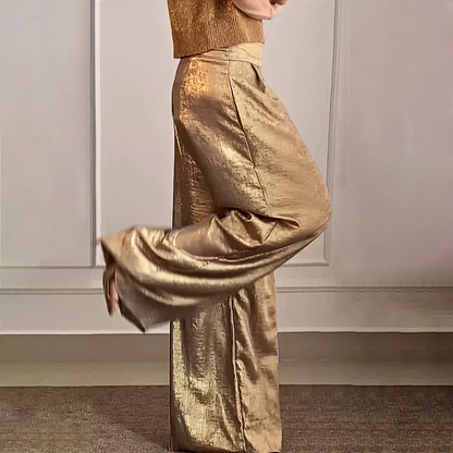 Aisleigh | Damen Elegante Weite Hose in Einfarbigem Design