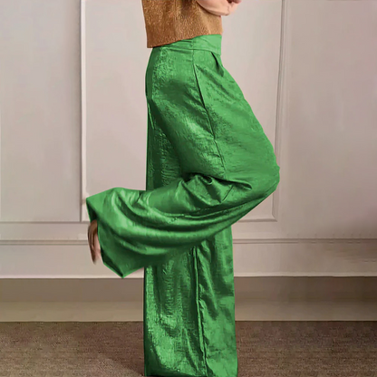 Aisleigh | Damen Elegante Weite Hose in Einfarbigem Design