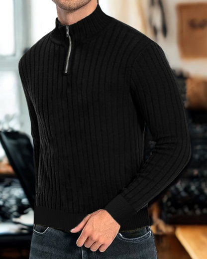 Marcel | Herren Strickpullover mit Reißverschlusskragen, Regular Fit, Baumwolle, Langarm