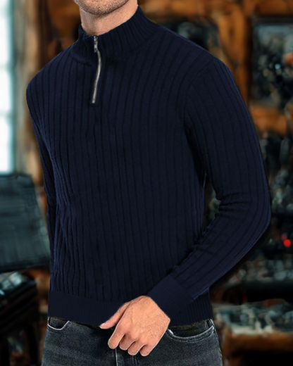Marcel | Herren Strickpullover mit Reißverschlusskragen, Regular Fit, Baumwolle, Langarm
