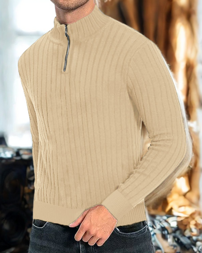 Marcel | Herren Strickpullover mit Reißverschlusskragen, Regular Fit, Baumwolle, Langarm