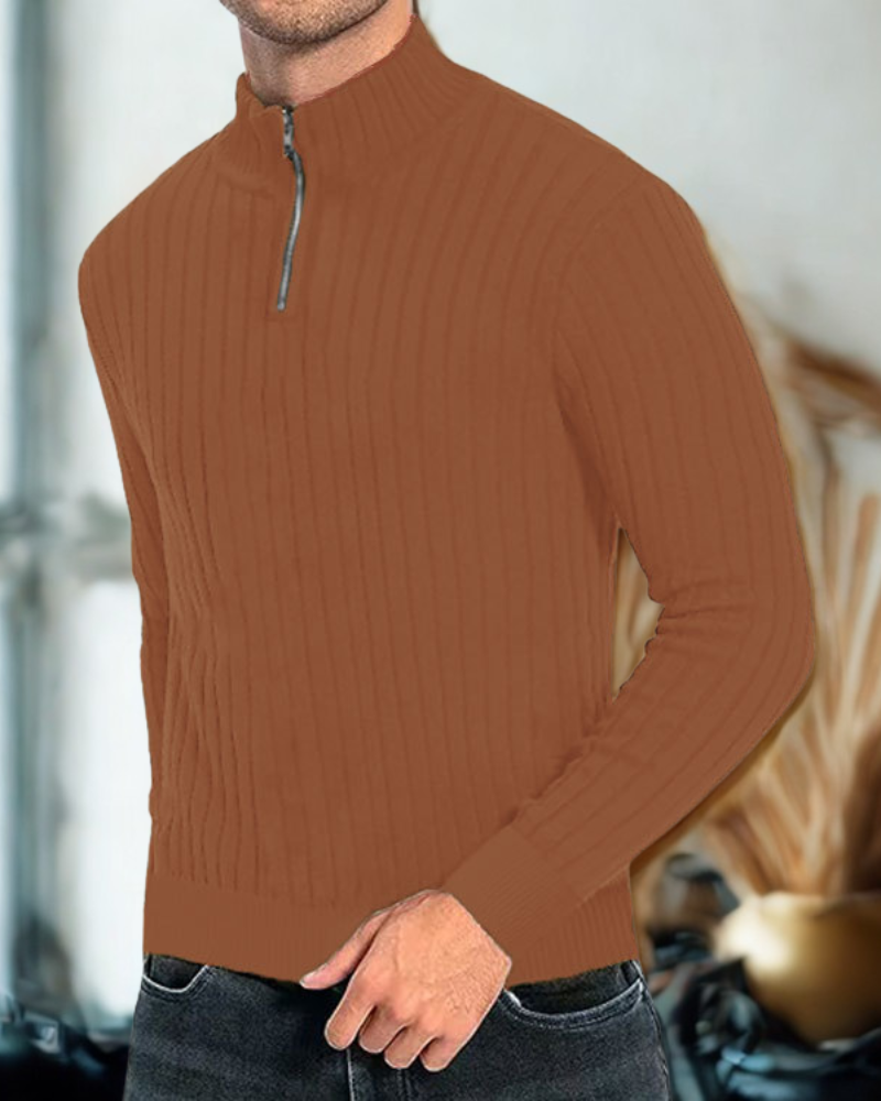 Marcel | Herren Strickpullover mit Reißverschlusskragen, Regular Fit, Baumwolle, Langarm