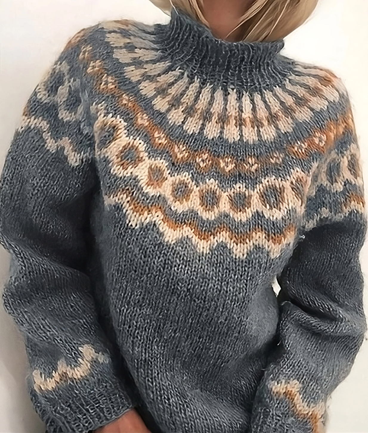 Norweger Rollkragenpullover Damen | Warmer Winterpullover mit klassischem Muster