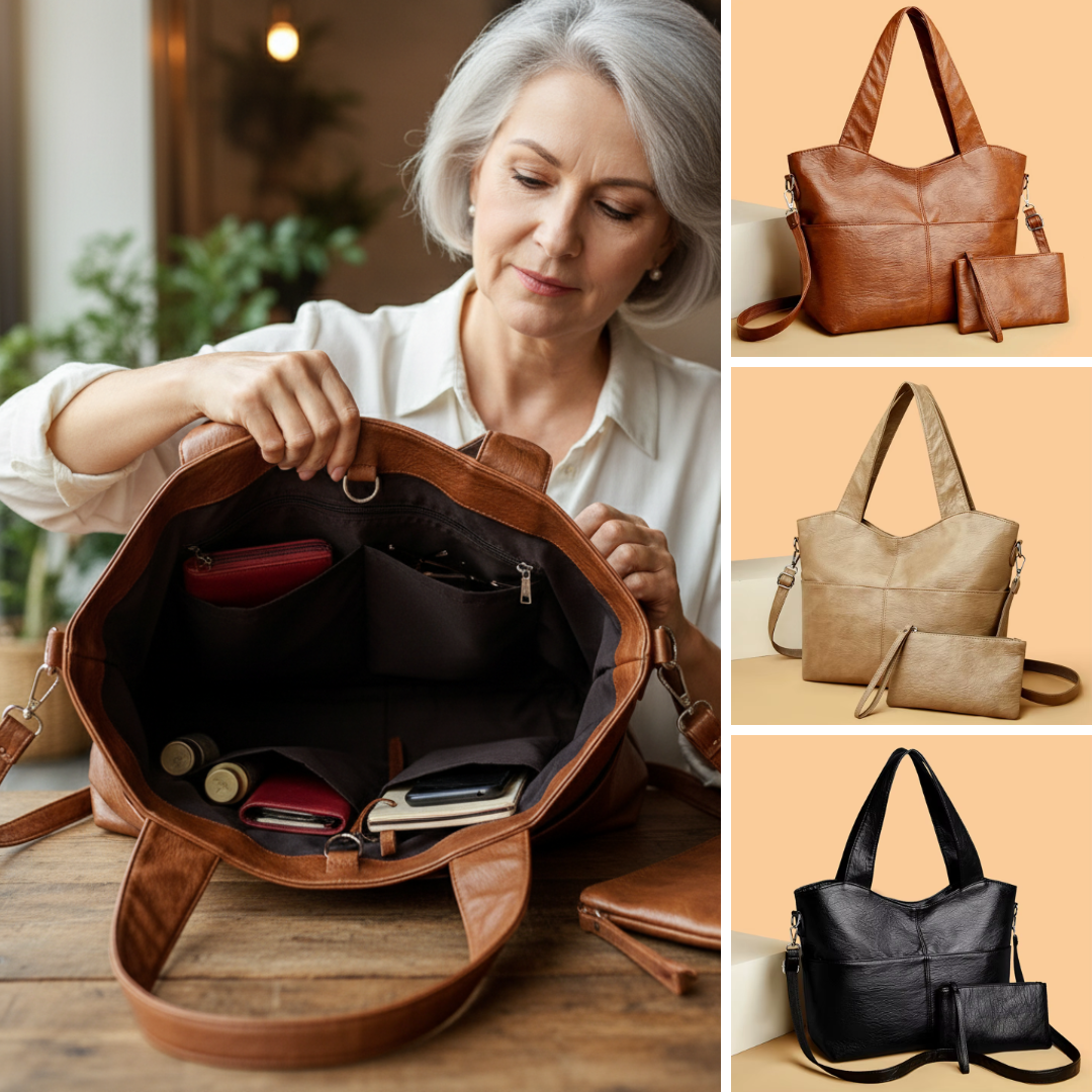 Damen Tasche – Strukturierte Handtasche mit Doppelriemen & viel Stauraum
