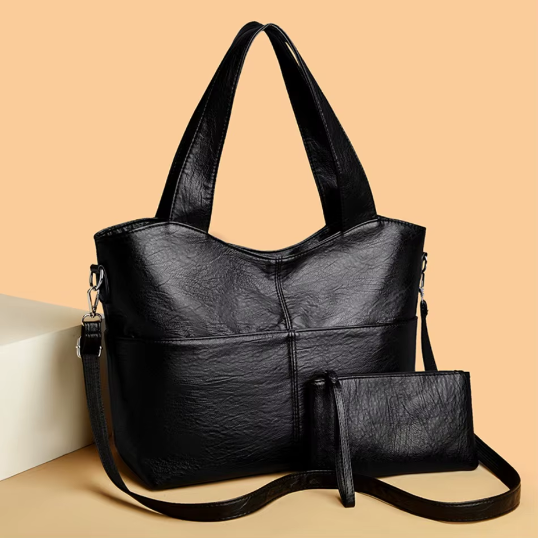 Damen Tasche – Strukturierte Handtasche mit Doppelriemen & viel Stauraum