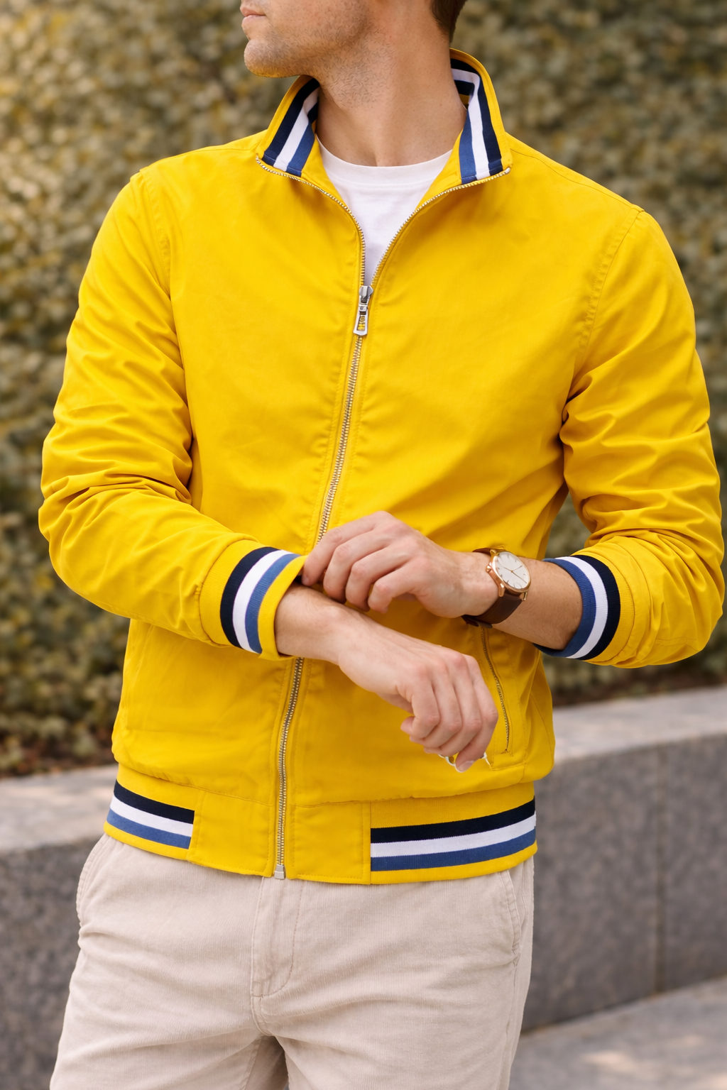Herren Leichte Jacke mit Reißverschluss und Stehkragen – Moderne Übergangsjacke für Alltag und Smart-Casual-Looks