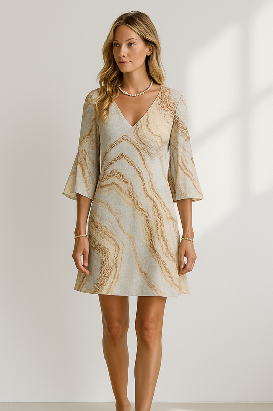 Beau | Elegantes Damenkleid mit Farbverlauf und 3/4-Ärmeln – Luftig, Feminin & Vielseitig für Alltag & Anlass