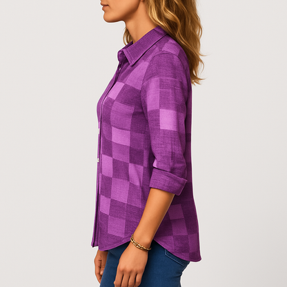 Jesmin | Damen Karo Bluse mit Hemdkragen & Knopfleiste – Stilvolle Langarmbluse im Casual‑Look