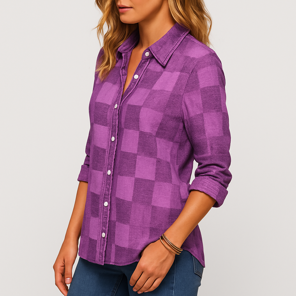 Jesmin | Damen Karo Bluse mit Hemdkragen & Knopfleiste – Stilvolle Langarmbluse im Casual‑Look